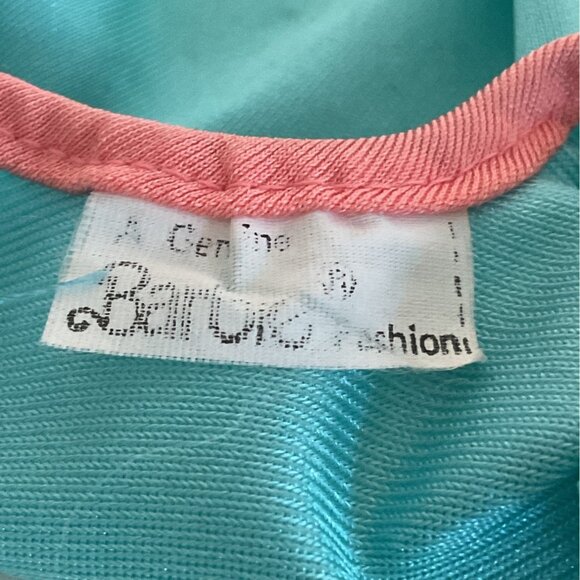 Vintage Mattel Genuine Barbie Fashion Turquoise Pink Dress #2092 - Picture 3 of 3